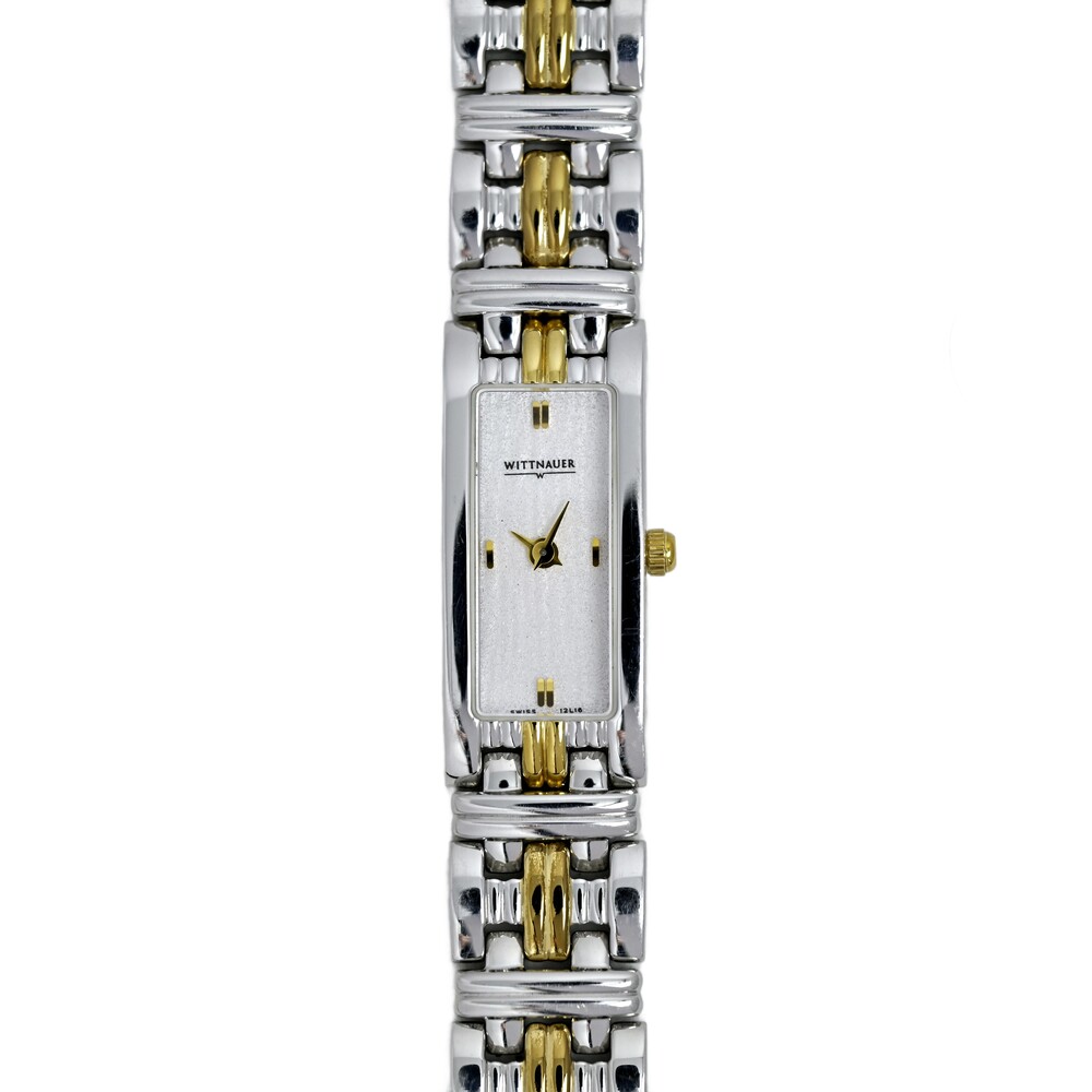 Wittnauer 1990s Ladies Quartz Two-Tone Bangle Watch Tank Swiss 13mm Case